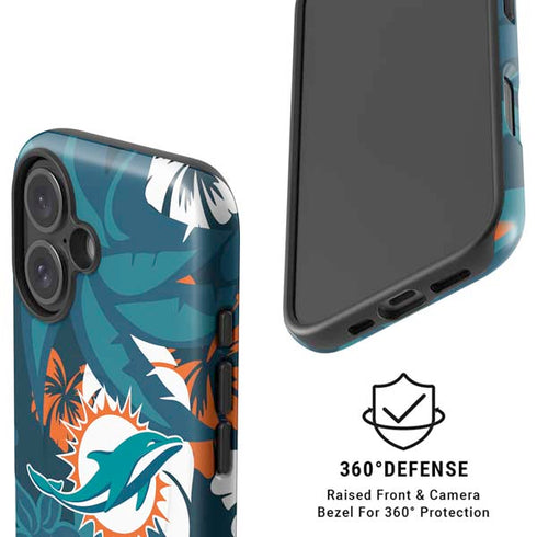 NFL Miami Dolphins Tropical Print iPhone 16 Magsafe Impact Case